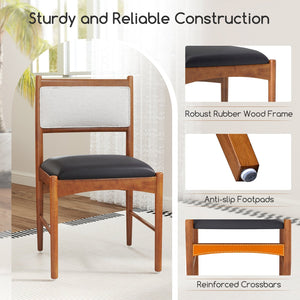 Wooden Dining Chair Set of 2 with Rubber Wood Frame and Faux Sherpa Backrest-Walnut view 6