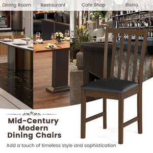 Wooden Dining Chair Set of 2 with Rubber Wood Frame and Padded Seat-Brown view 7