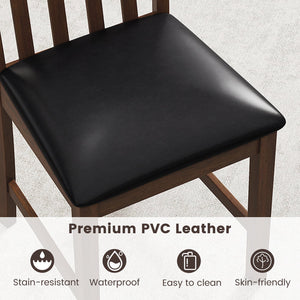 Wooden Dining Chair Set of 2 with Rubber Wood Frame and Padded Seat-Brown view 9