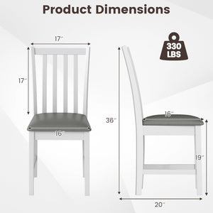 Wooden Dining Chair Set of 2 with Rubber Wood Frame and Padded Seat-White view 4