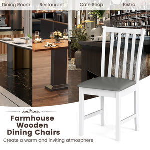 Wooden Dining Chair Set of 2 with Rubber Wood Frame and Padded Seat-White view 7