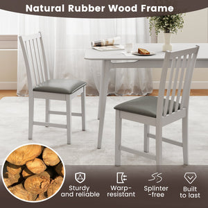 Wooden Dining Chair Set of 2 with Rubber Wood Frame and Padded Seat-White view 8