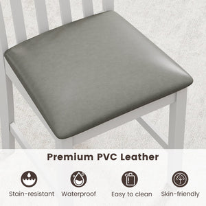 Wooden Dining Chair Set of 2 with Rubber Wood Frame and Padded Seat-White view 9