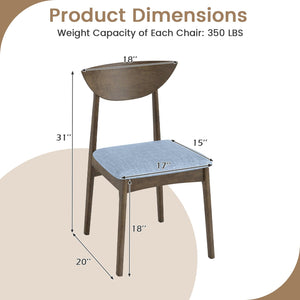 Wooden Dining Chair Set of 2 with Rubber Wood Leg-Brown view 4