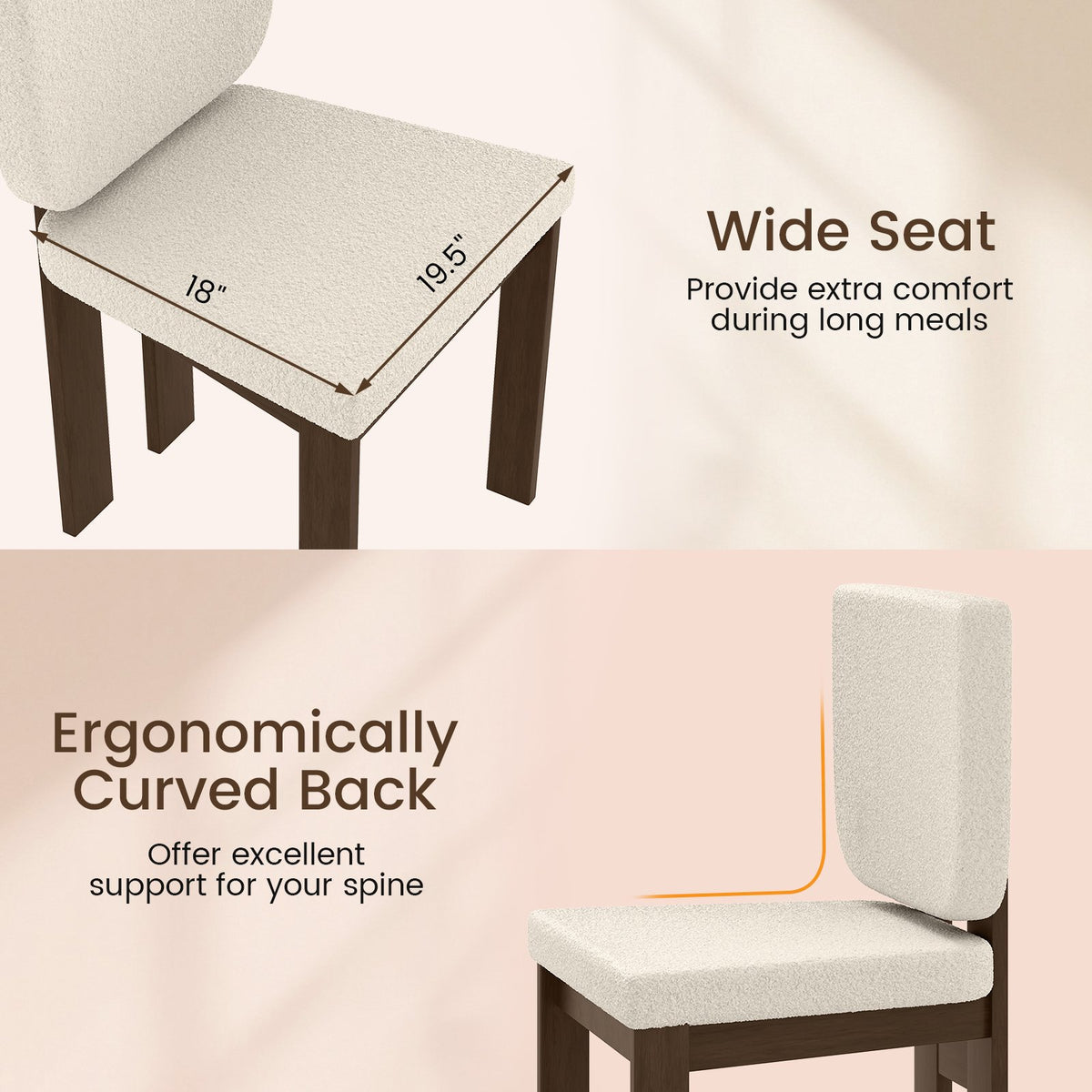 Wooden Dining Chair Set of 2 with Rubber Wood Leg for Home Office Living Room-Brown view 7