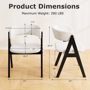 Wooden Dining Chair Set of 4 Mid-Century Modern Sherpa Upholstered Kitchen Dining Room Chairs-Black view 4