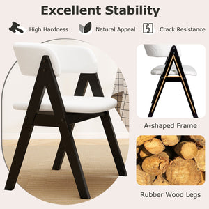 Wooden Dining Chair Set of 4 Mid-Century Modern Sherpa Upholstered Kitchen Dining Room Chairs-Black view 6