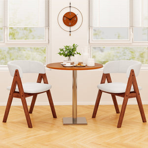 Wooden Dining Chair Set of 4 Mid-Century Modern Sherpa Upholstered Kitchen Dining Room Chairs-Walnut view 2