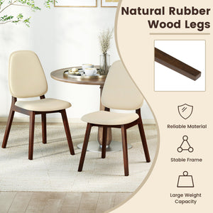 Wooden Dining Chair Set of 4 Mid-Century Modern Upholstered Side Armless Chair-Brown view 7