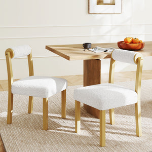 Wooden Dining Chair with Rubber Wood Frame and Cylinder Back Set of 2-White view 2