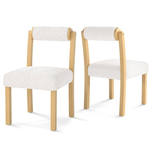 Wooden Dining Chair with Rubber Wood Frame and Cylinder Back Set of 2-White view 4