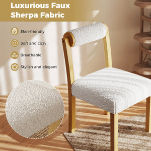 Wooden Dining Chair with Rubber Wood Frame and Cylinder Back Set of 2-White view 7