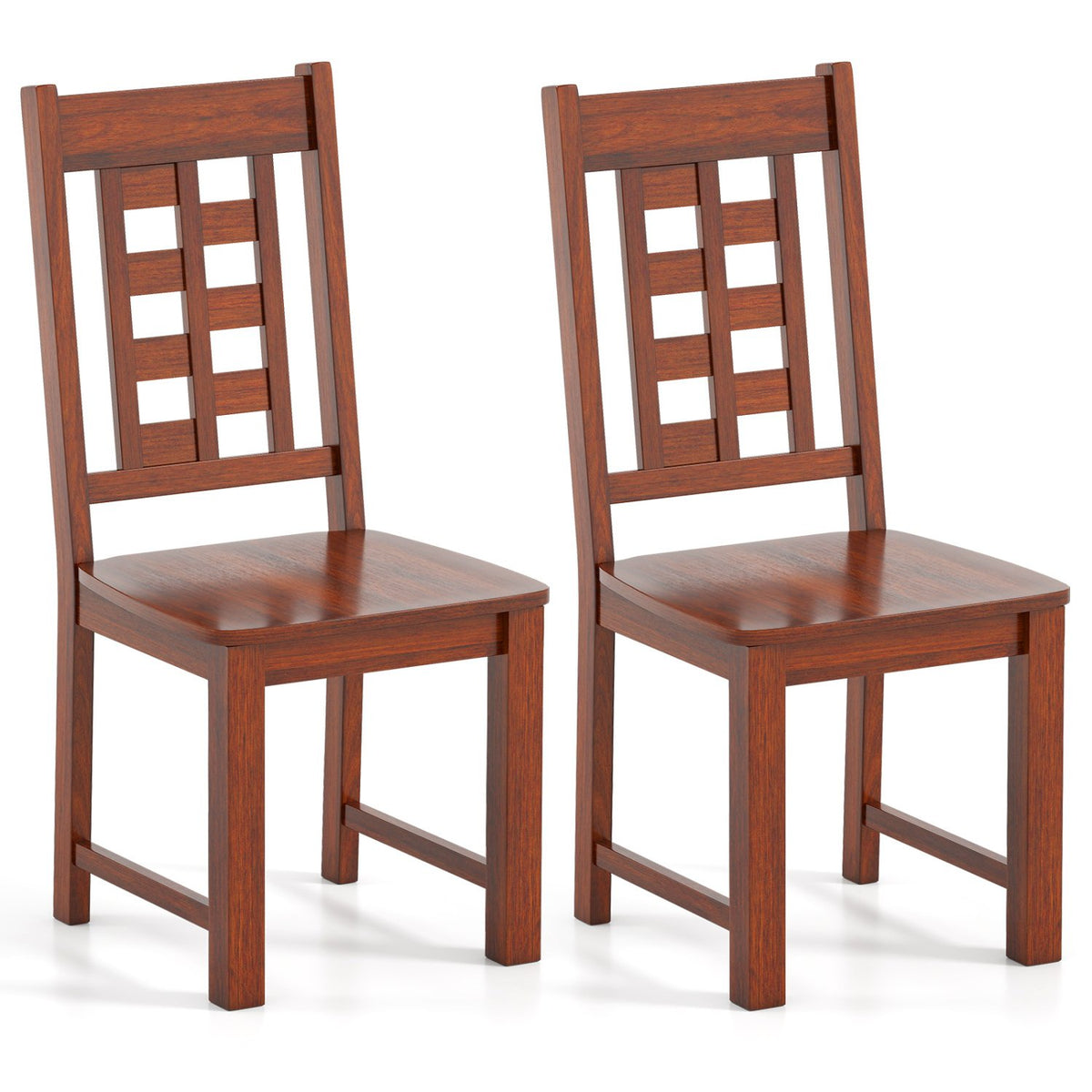 Wooden Dining Chairs Set of 2 Kitchen Chair with Solid Rubber Wood Frame-Walnut