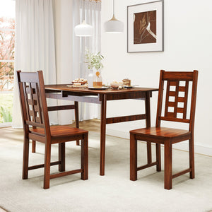 Wooden Dining Chairs Set of 2 Kitchen Chair with Solid Rubber Wood Frame-Walnut view 2
