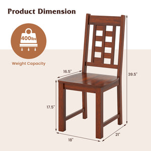Wooden Dining Chairs Set of 2 Kitchen Chair with Solid Rubber Wood Frame-Walnut view 4