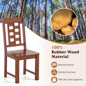 Wooden Dining Chairs Set of 2 Kitchen Chair with Solid Rubber Wood Frame-Walnut view 6