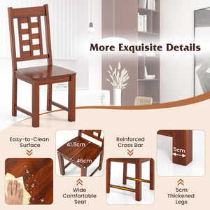Wooden Dining Chairs Set of 2 Kitchen Chair with Solid Rubber Wood Frame-Walnut view 9