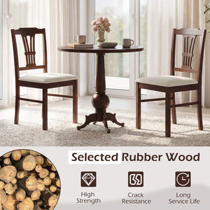 Wooden Dining Chairs Set of 2 Upholstered Kitchen Chairs with Solid Rubber Wood Frame-Beige view 6