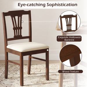 Wooden Dining Chairs Set of 2 Upholstered Kitchen Chairs with Solid Rubber Wood Frame-Beige view 8