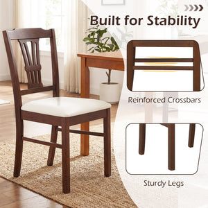 Wooden Dining Chairs Set of 2 Upholstered Kitchen Chairs with Solid Rubber Wood Frame-Beige view 9