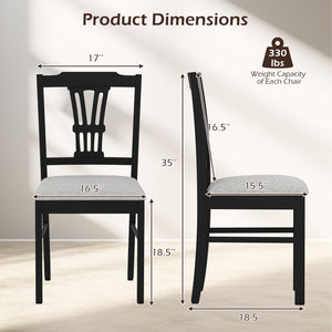 Wooden Dining Chairs Set of 2 Upholstered Kitchen Chairs with Solid Rubber Wood Frame-Gray view 4