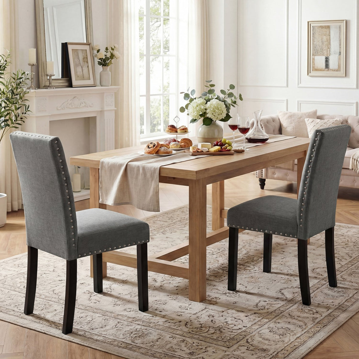 Wooden Dining Chairs Set of 2 with Bent Wood Legs view 2