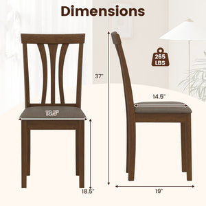 Wooden Dining Chairs Set of 2 with Linen Fabric Upholstered and Rubber Wood Frame-Brown view 4