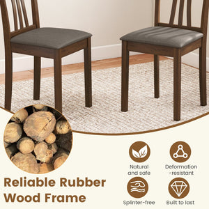 Wooden Dining Chairs Set of 2 with Linen Fabric Upholstered and Rubber Wood Frame-Brown view 5