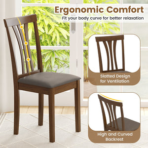Wooden Dining Chairs Set of 2 with Linen Fabric Upholstered and Rubber Wood Frame-Brown view 6