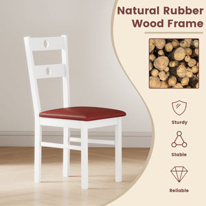 Wooden Dining Chairs Set of 4 Armless Kitchen Chairs with Hollowed Backrest-White view 7