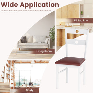 Wooden Dining Chairs Set of 4 Armless Kitchen Chairs with Hollowed Backrest-White view 8