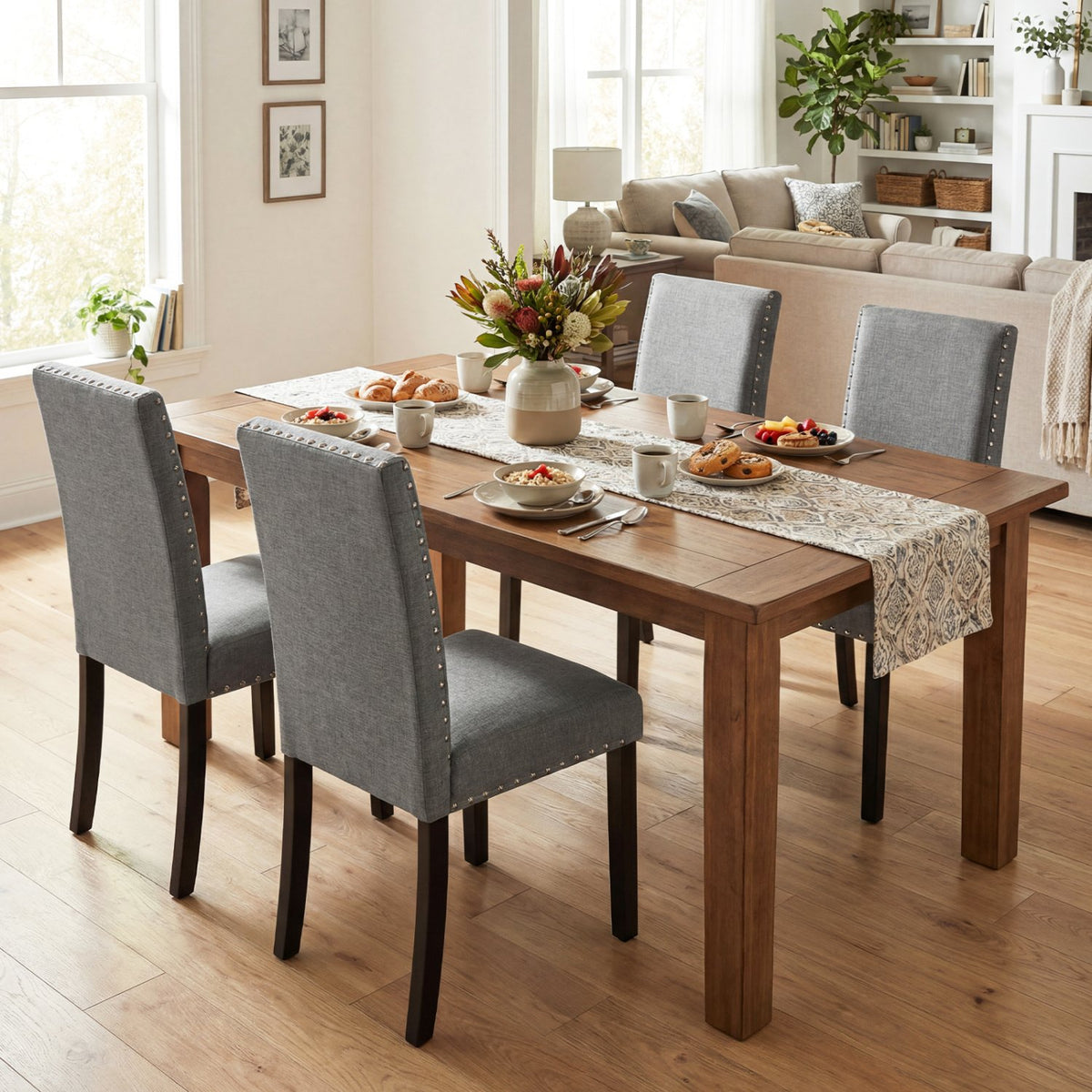 Wooden Dining Chairs Set of 4 with Bent Wood Legs view 2