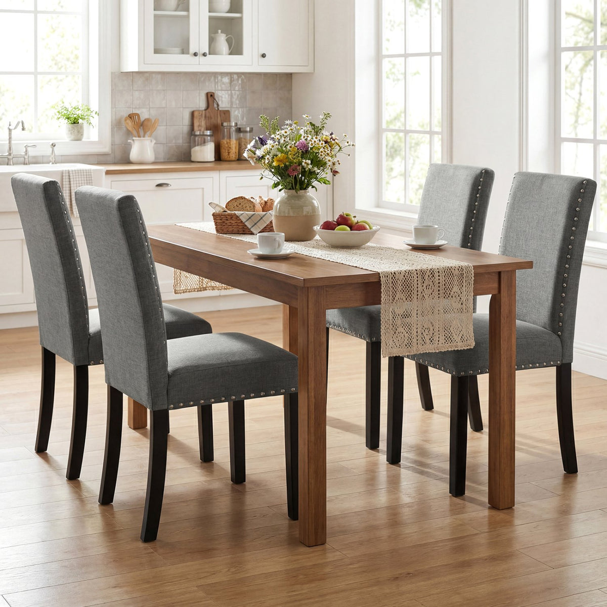 Wooden Dining Chairs Set of 4 with Bent Wood Legs view 3