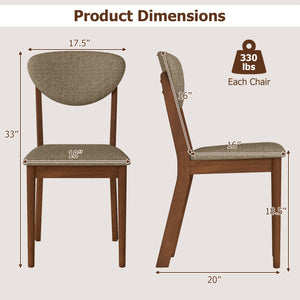Wooden Dining Chairs Set of 4 with Padded Seat Back for Dining Room-Brown view 3