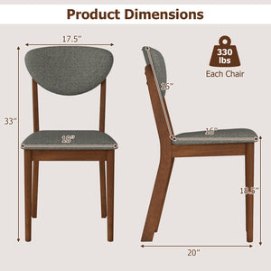 Wooden Dining Chairs Set of 4 with Padded Seat Back for Dining Room-Gray view 3