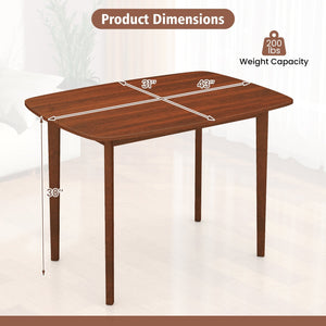 Wooden Dining Table for 2-4 People Kitchen Table with Rubber Wood Legs-Walnut view 4