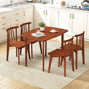 Wooden Dining Table for 2-4 People Kitchen Table with Rubber Wood Legs-Walnut view 6