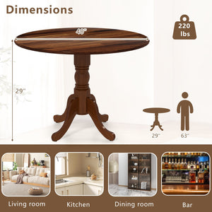 Wooden Dining Table with Round Tabletop and Curved Trestle Legs-Walnut view 4