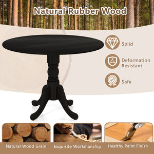 Wooden Dining Table with Round Tabletop and Curved Trestle Legs-Black view 8