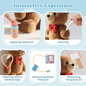 Wooden Doctor Playset with Stethoscope for Toddlers over 3 Years Old-Blue view 6