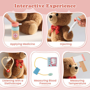Wooden Doctor Playset with Stethoscope for Toddlers over 3 Years Old-Pink view 8
