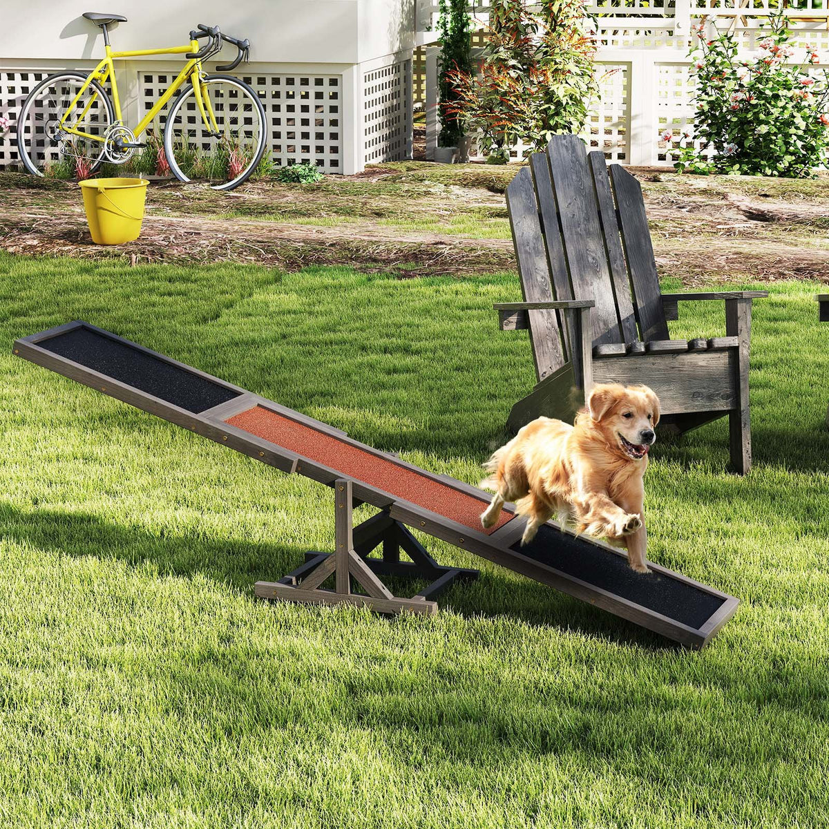 Wooden Dog Agility Seesaw Dog Outdoor Run Game Toy for Obstacle Courses-Gray view 2