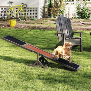 Wooden Dog Agility Seesaw Dog Outdoor Run Game Toy for Obstacle Courses-Gray view 2