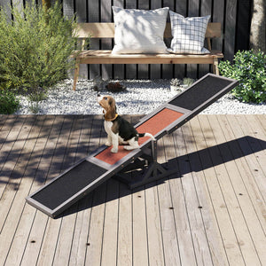 Wooden Dog Agility Seesaw Dog Outdoor Run Game Toy for Obstacle Courses-Gray view 3