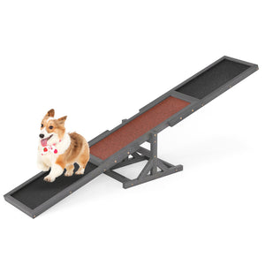 Wooden Dog Agility Seesaw Dog Outdoor Run Game Toy for Obstacle Courses-Gray view 4
