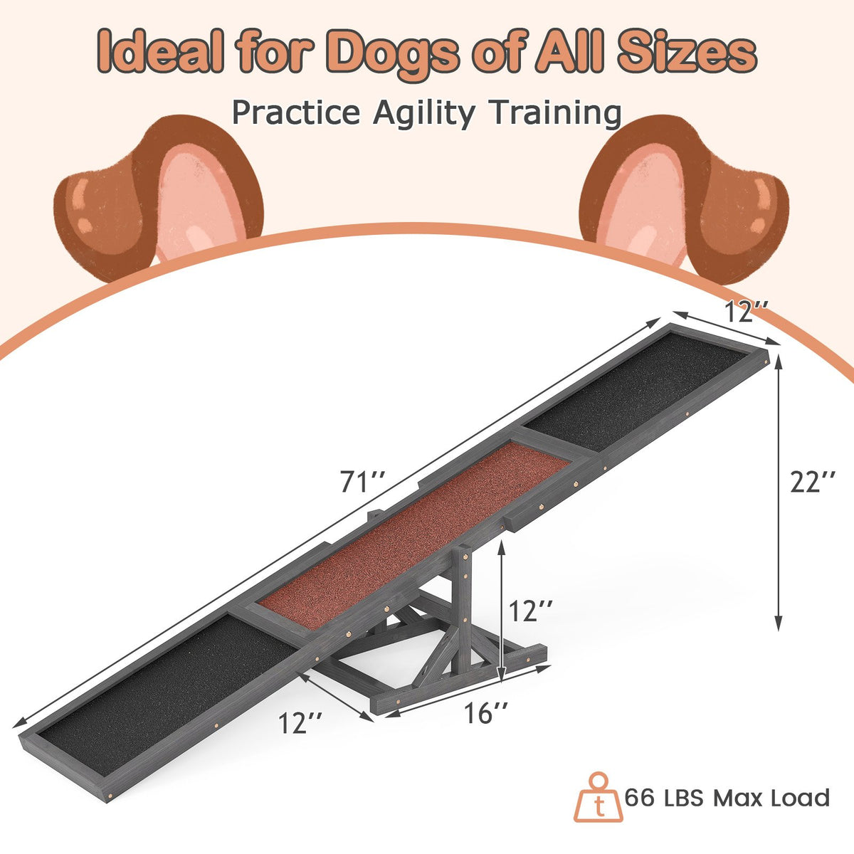 Wooden Dog Agility Seesaw Dog Outdoor Run Game Toy for Obstacle Courses-Gray view 5
