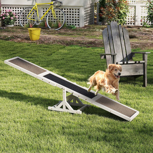 Wooden Dog Agility Seesaw Dog Outdoor Run Game Toy for Obstacle Courses-White view 2