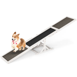 Wooden Dog Agility Seesaw Dog Outdoor Run Game Toy for Obstacle Courses-White view 4