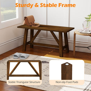 Wooden Entryway Bench Farmhouse Dining Bench with 400 LBS Weight Capacity-Brown view 7