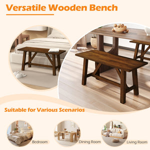 Wooden Entryway Bench Farmhouse Dining Bench with 400 LBS Weight Capacity-Brown view 9